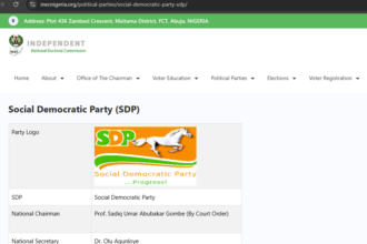 INEC has recognised Prof. Gombe as SDP’s national chairman and has removed the name of the former chairman from its portal