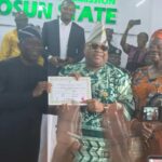 INEC has presented a Certificate of Return to Governor Ademola Adeleke and his deputy following Saturday’s election victory